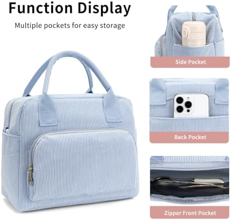 Lunch Bag Women Lunch Box for Women Adult Cute Insulated Lunch Bag Lager Cooler Lunch Tote Bags for Work Picnic (Blue)