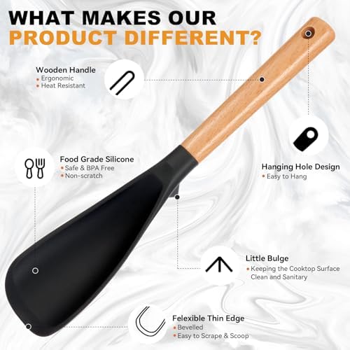 2 Pack Silicone Cooking Spoon for Nonstick Cookware, Silicone Spatula Spoon