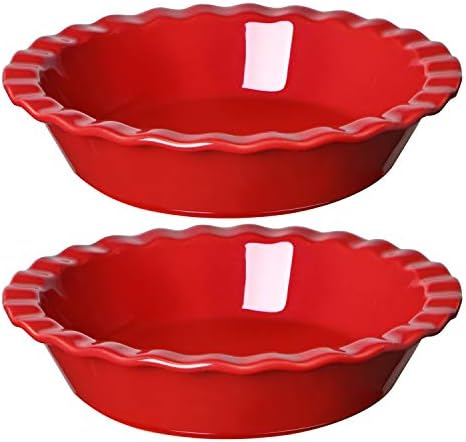 LE TAUCI Ceramic Pie Pans for Baking, 9 inch, 52 ounce, Set of 2,
