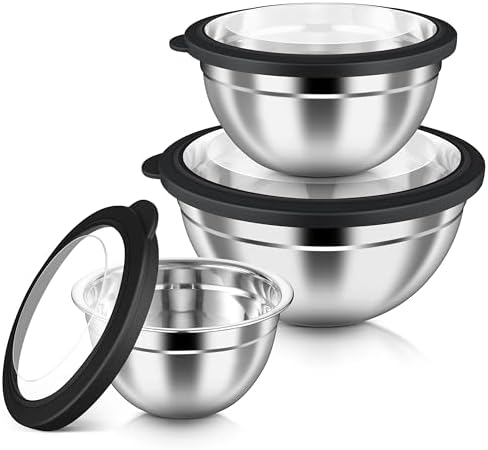HaWare Mixing Bowls with Airtight Clear Lids, 6-Piece Nesting Bowls Set