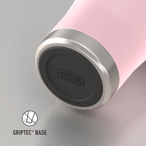 THERMOS Icon Series 24oz Stainless Steel Tumbler with Slide Lock Lid, Leakproof, Fits Cupholder, Dishwasher Safe, Griptec™ Non‑Slip Base, Keeps Drinks Hot 6 Hrs/Cold 22 Hrs, Sunset Pink