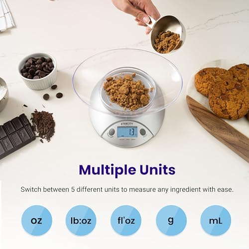 Etekcity Food Kitchen Scale with Bowl, 11lb/5kg, Grams and Ounces