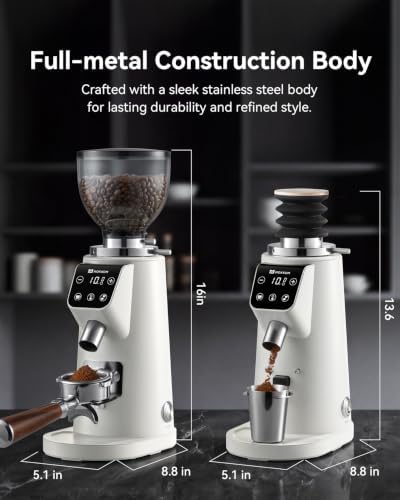 MOKKOM 64mm Flat Burr Coffee Grinder, Espresso Grinder,100 Grind Settings