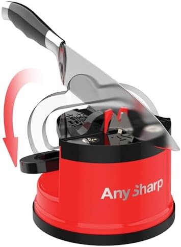 AnySharp – GLOBAL – Easy to Use, Hands Free Knife Sharpener - Red
