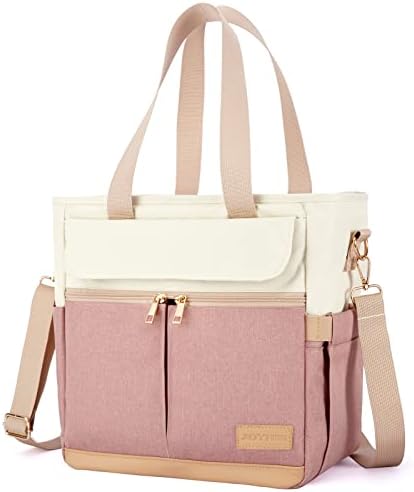 JOYHILL Lunch Bag for Women, Lunch Tote Leakproof Insulated Lunch Box with Shoulder Strap, Adult Reusable Lunch Cooler Tote Bags for Work Picnic Camping Beach (A-PINK)