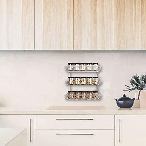 SWOMMOLY Wall Mount Spice Rack Organizer, 3-Tier Adjustable Dual-Use Shelf