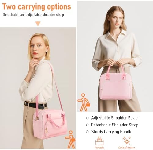 Lunch Bag Large Insulated Lunch Box for Women Men Adult Cute Pink Lunchbox Corduroy Lunch Bags Boxes Pail with Adjustable Shoulder Strap for Work Mom Picnic Office Travel 11.4×6.8×9.1 inches 11.5L