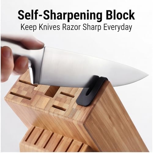 McCook Knife Set Kitchen Steel Knife Block Set w Built-in Sharpener