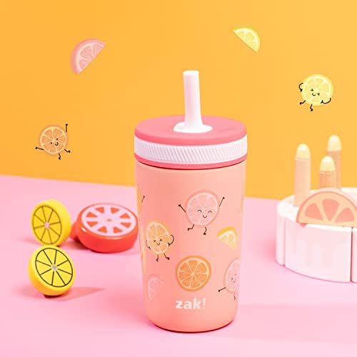 Zak Designs Happy Fruit Kelso 12oz Stainless Steel Leak-Proof Toddler Cup