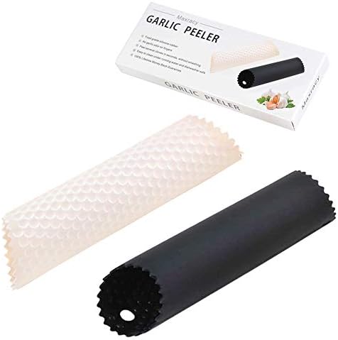 2 Set Silicone Garlic Peeler Easy Roller Tube Useful Garlic Odorfree Kitchen Tool (Black,Clear)