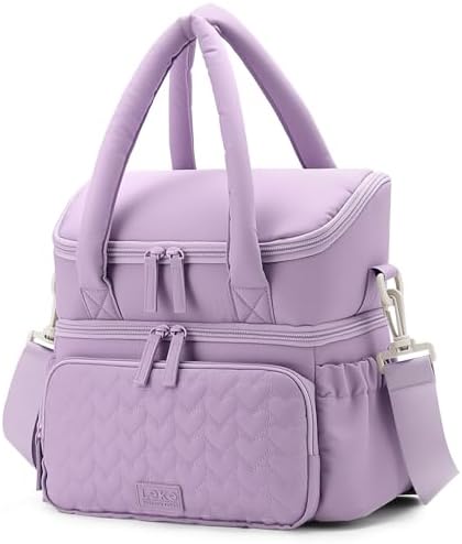 Double Deck Lunch Bag for Women, Purple-L