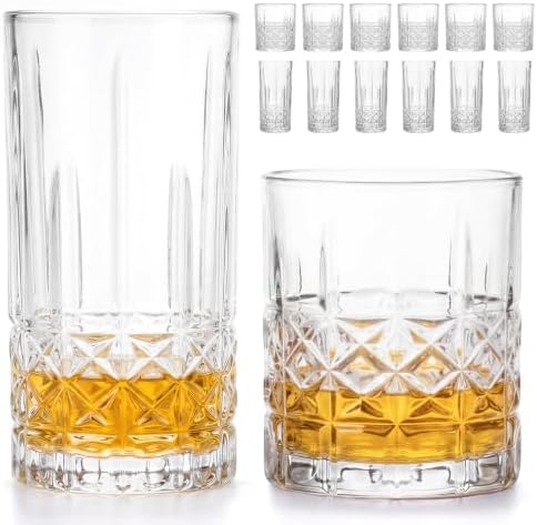 Moretoes Drinking Glasses 12 Piece Crystal Glass Cups