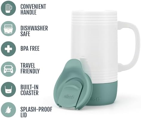 Ello Jane 18oz Ceramic Travel Mug with Handle and Coaster, Alligator