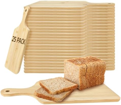 25 PCS Cutting Board Bulk Wood Chopping Board Laser Engraving Serving Board with Handle Charcuterie Boards for Customized Mother's Day Housewarming Gift 11" x 5" Bamboo