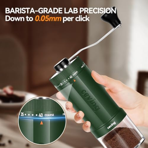 CEVING World's First 60g Large Capacity Manual Coffee Grinder, Green