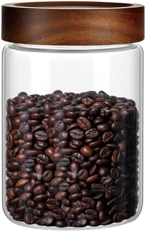 28 Fl oz/850ml Glass Jars, Glass Canister with Airtight Screw on Wooden Lid
