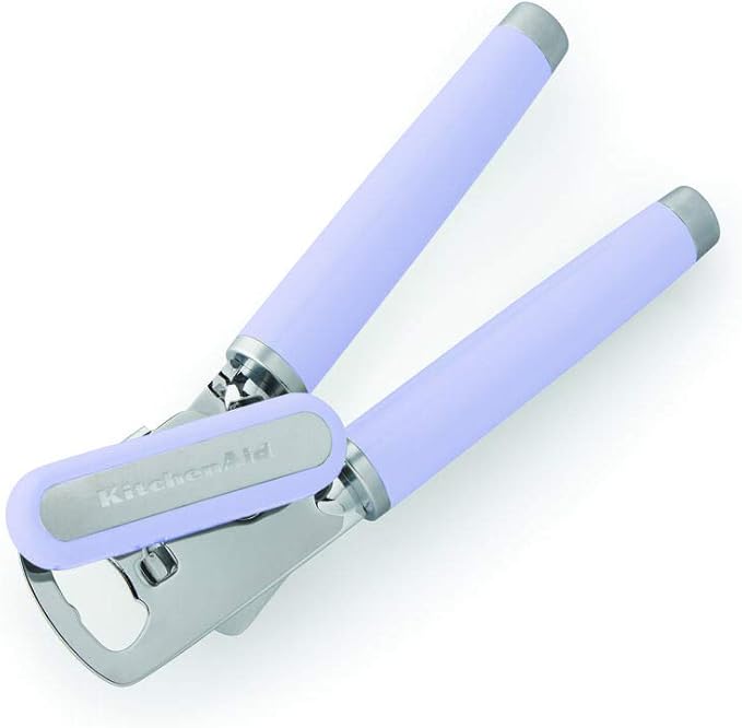 KitchenAid Classic Multifunction Can Opener and Bottle Opener Easy to Use, Razor Sharp Stainless Steel Cutting Wheel, Soft Ergonomic Handles, Lavendar Cream