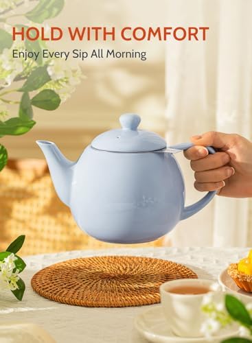 Sweese Teapot, Porcelain Tea Pot with Stainless Steel Infuser, Blooming & Loose Leaf Teapot - 27ounce, Lilac