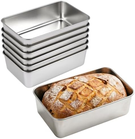 Kichwit 6 Pack Stainless Steel Loaf Pan for Baking Bread, 7“ x 5” x 2-3/8“