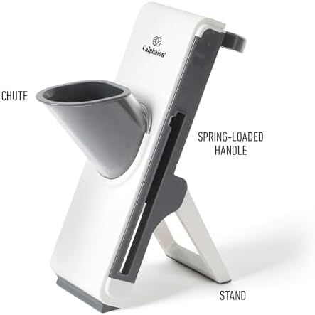 Calphalon Aero Mandoline Slicer, Stainless Steel Vegetable Slicer with Container, Adjustable Mandoline with Interchangeable Blades & Wide Chute for Precision Slicing & Food Prep