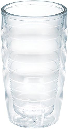 Tervis Clear & Colorful Tabletop Made in USA Double Walled Insulated Tumbler Travel Cup Keeps Drinks Cold & Hot, 10oz Wavy, Clear