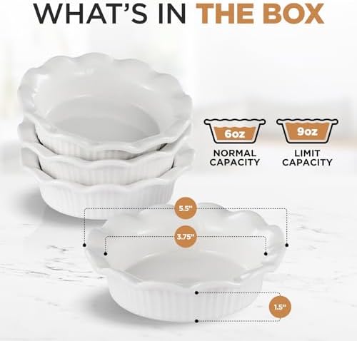 Aunt Shannon's Kitchen White Ceramic Mini Pie Pans, Set of 4