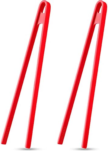 Patelai 2 Pcs 11.8 Inch Silicone Cooking Tongs Tweezers,Red