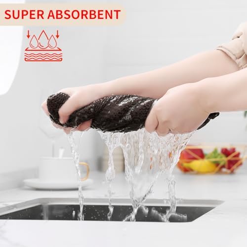 Homaxy 100% Cotton Waffle Weave Kitchen Dish Towels 4-Pack, Dark Brown