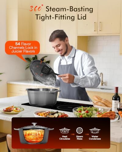 Nuwave 6 Qt PFAS-Free Enamel Cast Iron Dutch Oven Pot with Lid, BlackSesame
