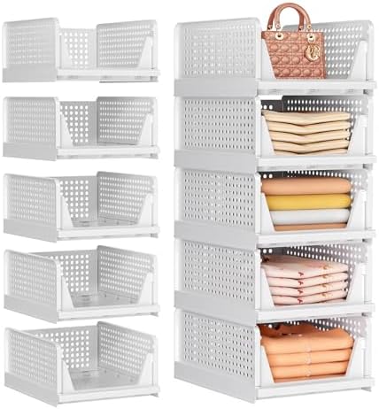 Upgraded Closet Organizers and Storage, Stackable Closet Organizer Basket