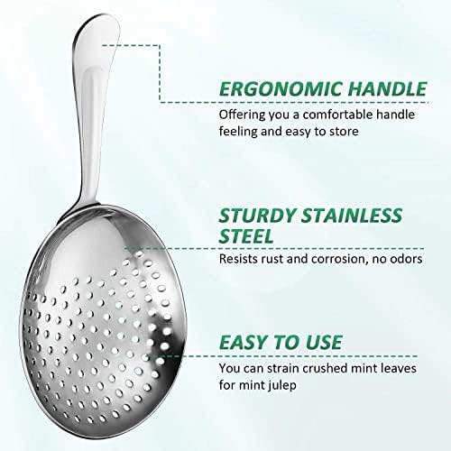 Boao 4 Pack Julep Strainers Stainless Steel Strainer Cocktail Spoon, Silver