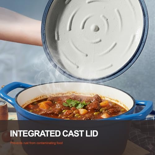 Overmont Enameled Cast Iron Dutch Oven - 5.5QT Pot with Lid Cookbook