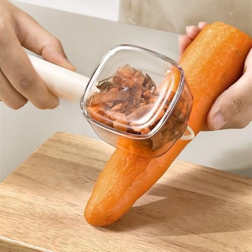 Peeler with Container,Storage Vegetable Peeler,Mess Free Peel Catcher,Stainless Steel Blade for Home Kitchen Fruit Prep