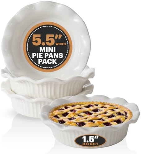 Aunt Shannon's Kitchen White Ceramic Mini Pie Pans, Set of 4
