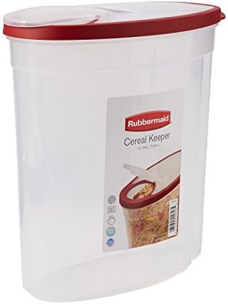 Rubbermaid Flex and Seal Cereal Keeper, 1.5 Gallon, BPA-Free, Clear with Red Lid, Airtight