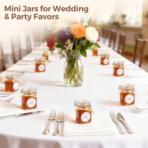 ComSaf Square Glass Spice Jars 4 oz 12 Pack with Labels and Funnel Set