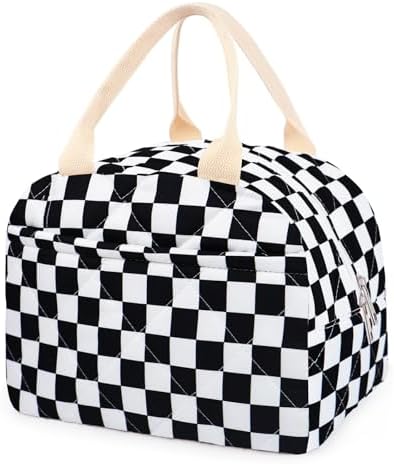 Cotton Quilted Insulated Lunch Bag, Reusable Quilted Floral Lunch Tote Bags