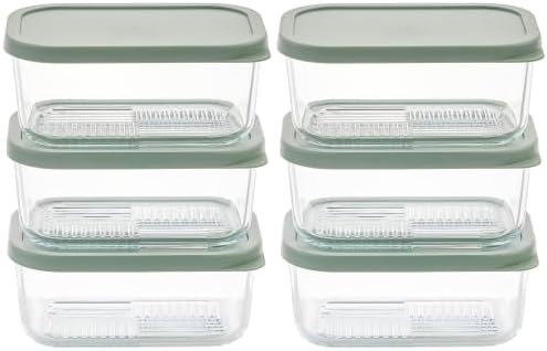DURA LIVING Glass Food Storage Containers with Lids — 12 Piece — 24.4 oz Glass with BPA-Free Leak Resistant Stackable Lids — Microwave, Oven & Dishwasher Safe — Ideal for Meal Prep & More - Soft Sage