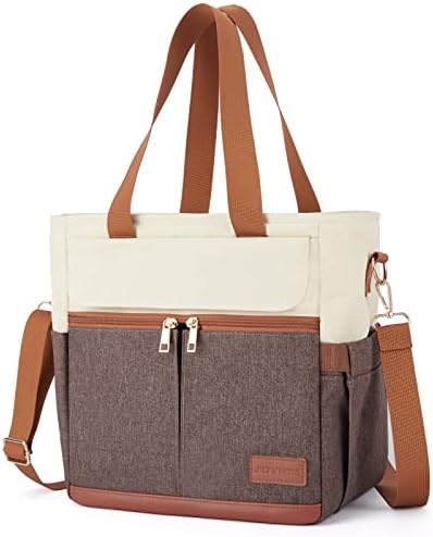 JOYHILL Lunch Bag for Man, Lunch Tote for Woman, Leakproof Insulated Lunch Box with Shoulder Strap, Adult Reusable Lunch Cooler Tote Bags for Work PicnicCamping Beach (B-BROWN)