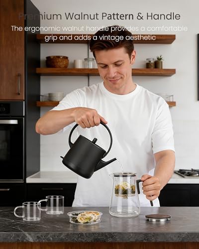 ZENS Magnetic Teapot with Infuser and 2 Cups, 34oz Magic Loose Tea Maker