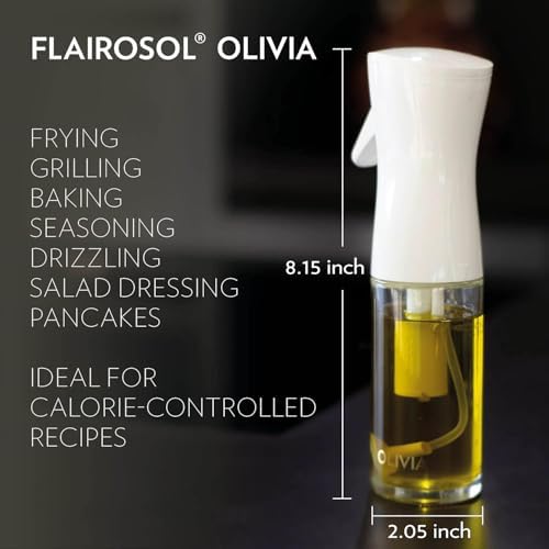 FLAIROSOL OLIVIA SIGNATURE Oil Sprayer for Cooking, 130ml Glass,White Print