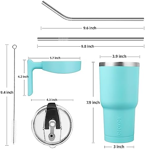 BJPKPK 30 oz Tumbler with Handle & Straw, Insulated Stainless Steel Mug