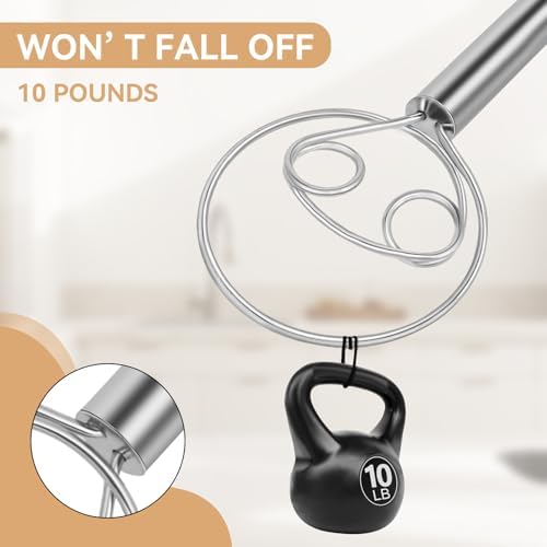 Danish Dough Whisk Stainless Steel Hook Dutch Baking Tool Bread Sourdough Mixer for Pizza Pastry Cake Batter Making
