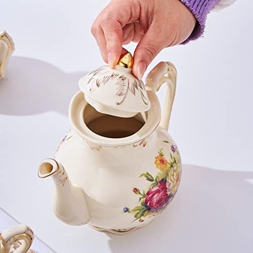 YOLIFE Flowering Shrubs Teapot with Infuser, 35 OZ / 4 Cup Tea Pot