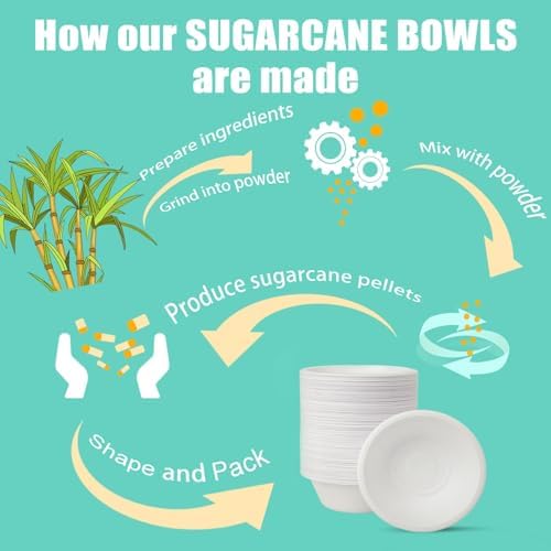 JINVOGREEN 200 Count 12 oz Paper Bowls Disposable, Compostable Bowl, White
