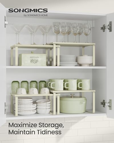 SONGMICS Cabinet Organizer Shelf, Set of 2 Spice Rack, Kitchen Storage