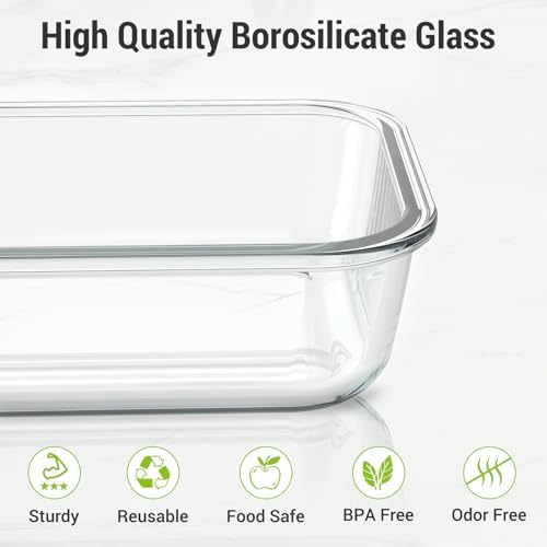 Dealusy 10 Sets 36 oz & 12 oz Glass Food Storage Containers with lids, Gray
