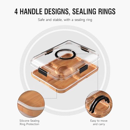Renmxj Portable Charcuterie Boards with Lid, Cheese, Veggie & Snack Tray