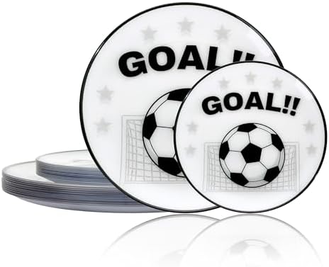 I00000 20 White Plastic Soccer Plates, Disposable Plates for Soccer Party
