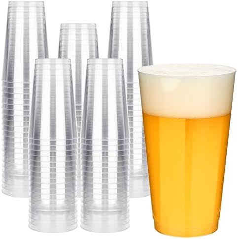 RACETOP 16 oz Clear Plastic Cups 100 Pack for Party